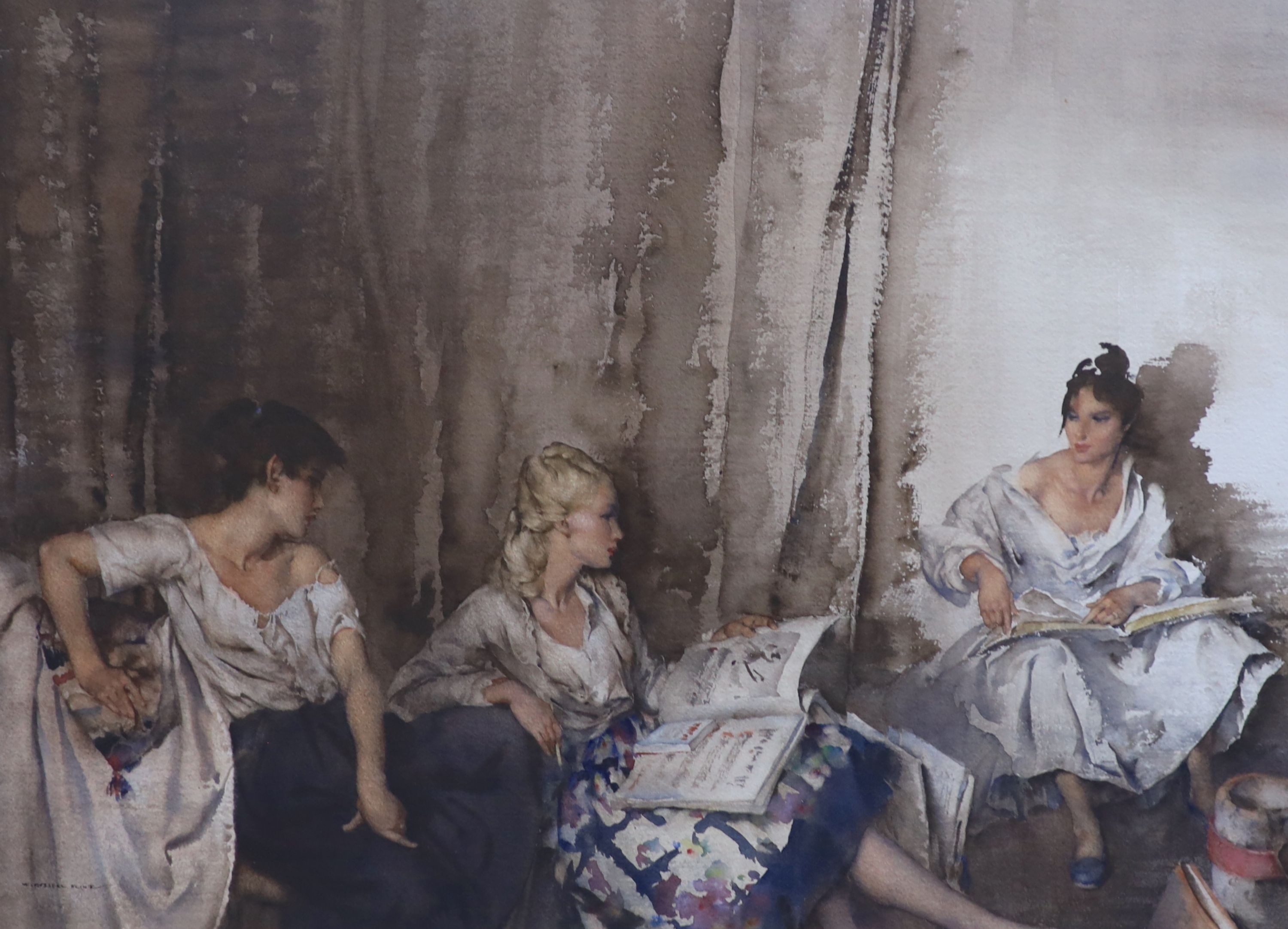 Sir William Russell Flint (1880-1969), Three models, watercolour, 49 x 66cm